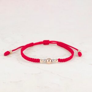 PULSERA TEJIDA 3OROS 4MM X 5MM 5BALIN