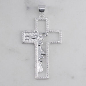 DIJE CRUZ SILUETA ROSTRO CORONA