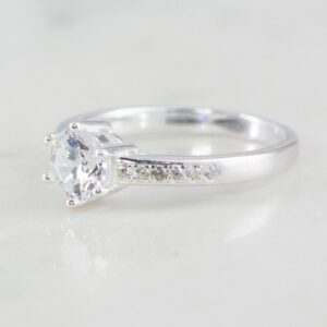 ANILLO SOLITARIO 6 PUNTAS BANDA CIRCONES